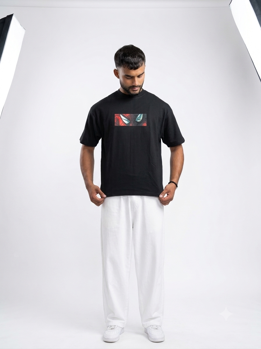Spider-Man 'Vigilante Gaze' Oversized Graphic Tee - Black