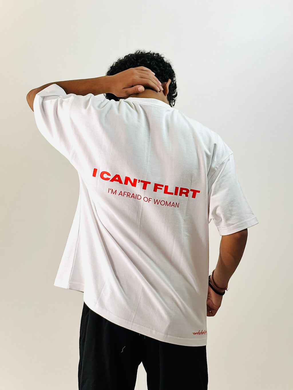 Can't Flirt Oversized Tee – White