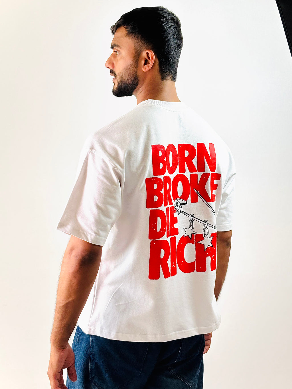 Born Broke Die Rich Oversized Tee